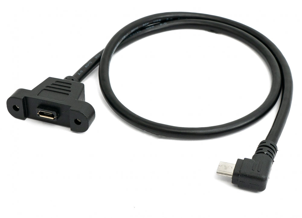SYSTEM-S USB 2.0 Kabel 30 cm Micro B Buchse zu Stecker Schraube Winkel Panel Mount