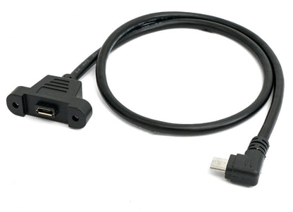 SYSTEM-S USB 2.0 Kabel 30 cm Micro B Buchse zu Stecker Schraube Winkel Panel Mount