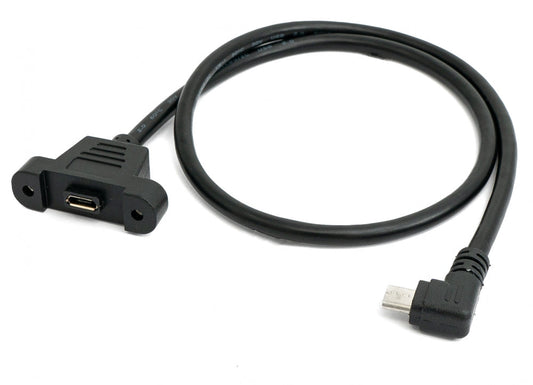 SYSTEM-S USB 2.0 cable 30 cm Micro B female to male screw angle panel mount