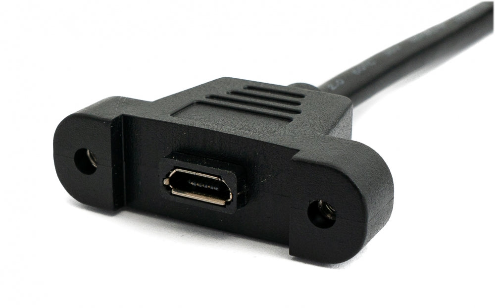 SYSTEM-S USB 2.0 Kabel 30 cm Micro B Buchse zu Stecker Schraube Winkel Panel Mount