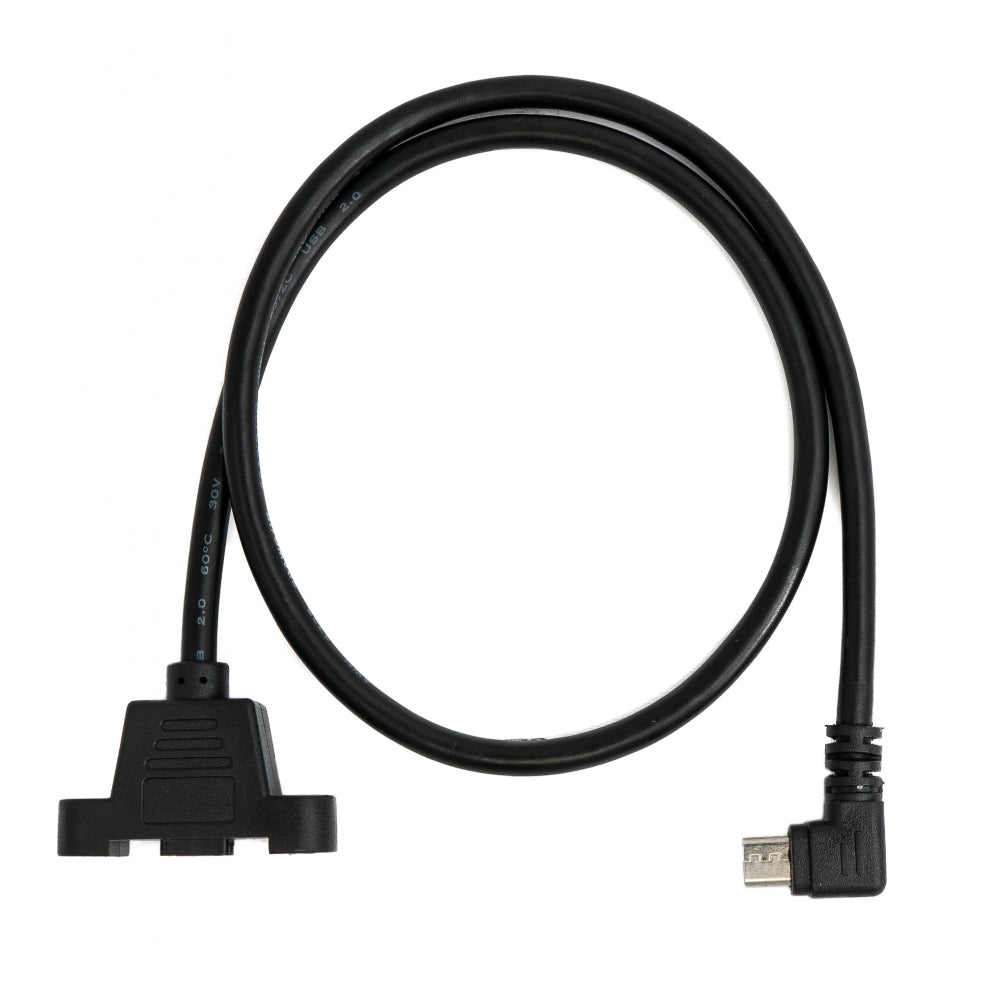 SYSTEM-S USB 2.0 Kabel 30 cm Micro B Buchse zu Stecker Schraube Winkel Panel Mount