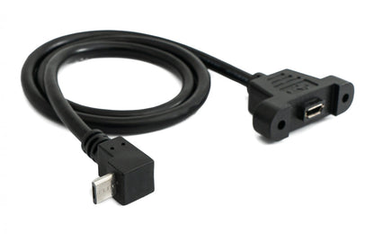 SYSTEM-S USB 2.0 Kabel 30 cm Micro B Buchse zu Stecker Schraube Winkel Schwarz