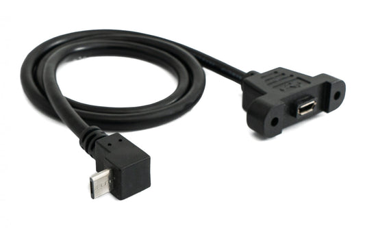 SYSTEM-S USB 2.0 Kabel 30 cm Micro B Buchse zu Stecker Schraube Winkel Schwarz