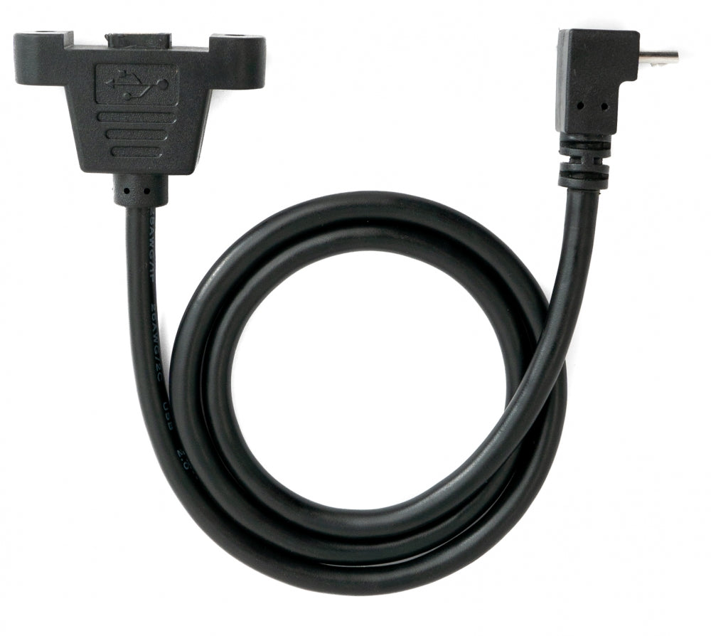 SYSTEM-S USB 2.0 Kabel 30 cm Micro B Buchse zu Stecker Schraube Winkel Schwarz
