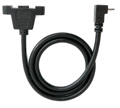 SYSTEM-S USB 2.0 Kabel 30 cm Micro B Buchse zu Stecker Schraube Winkel Schwarz