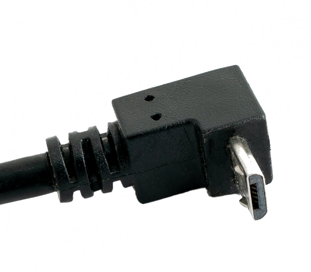 SYSTEM-S USB 2.0 Kabel 30 cm Micro B Buchse zu Stecker Schraube Winkel Schwarz