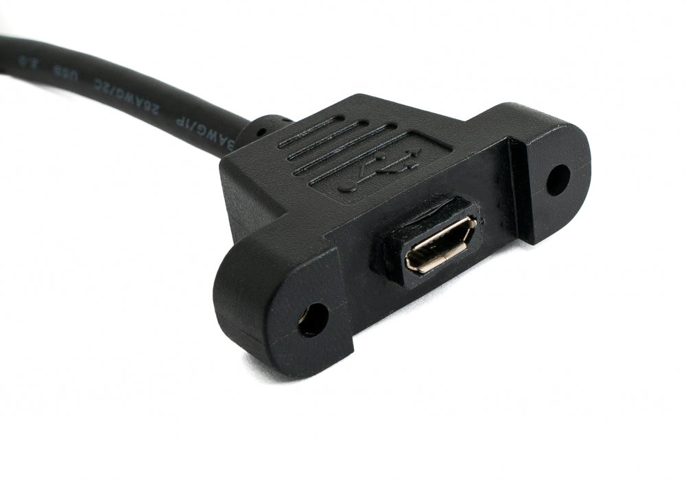 SYSTEM-S USB 2.0 Kabel 30 cm Micro B Buchse zu Stecker Schraube Winkel Schwarz