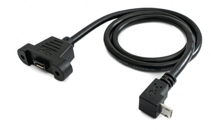USB 2.0 cable 30 cm Micro B female to male screw angle black