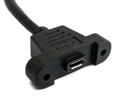 USB 2.0 cable 30 cm Micro B female to male screw angle black