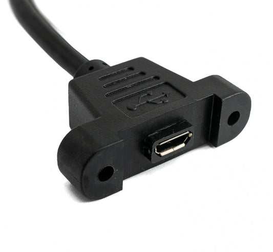 USB 2.0 cable 30 cm Micro B female to male screw angle black