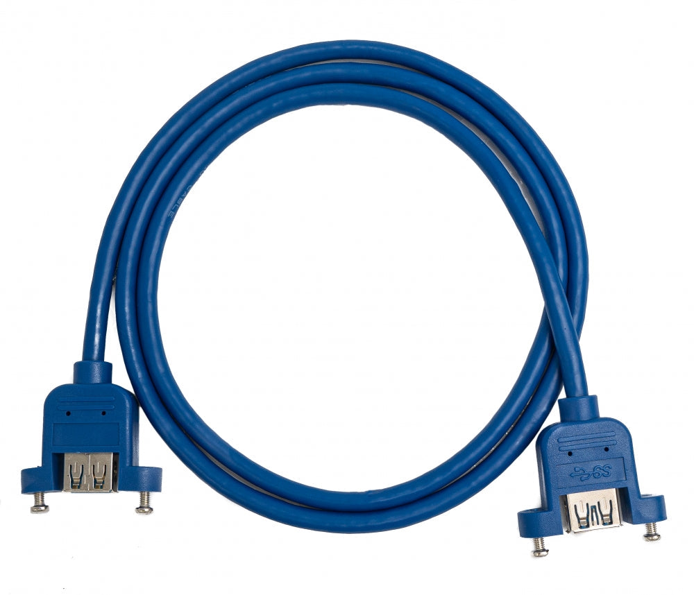 SYSTEM-S USB 3.0 Kabel 100 cm Typ A Buchse zu Buchse Schraube in Blau