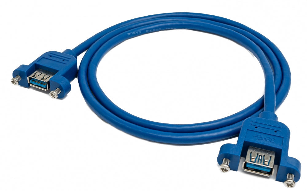 SYSTEM-S USB 3.0 Kabel 100 cm Typ A Buchse zu Buchse Schraube in Blau