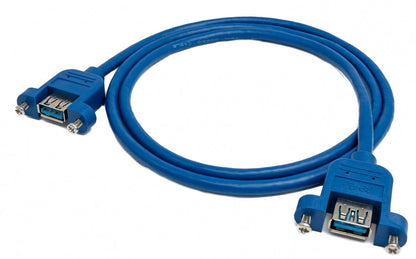 SYSTEM-S USB 3.0 Kabel 100 cm Typ A Buchse zu Buchse Schraube in Blau