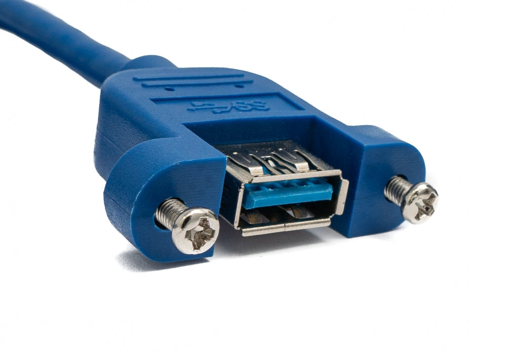 SYSTEM-S USB 3.0 Kabel 100 cm Typ A Buchse zu Buchse Schraube in Blau