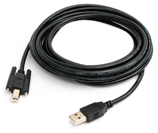 SYSTEM-S USB 2.0 Kabel 5 m Typ A Stecker zu B Stecker Schraube in Schwarz