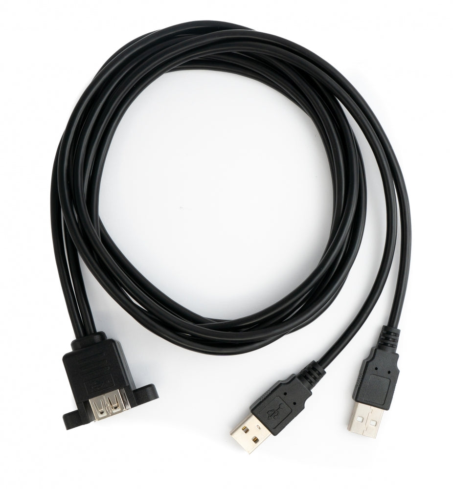 SYSTEM-S USB 2.0 Dual Port Cable 150 cm Type A Female to Male Screw Black