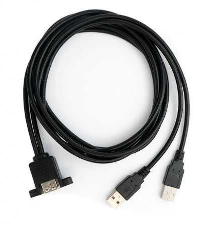 SYSTEM-S USB 2.0 Dual Port Cable 150 cm Type A Female to Male Screw Black