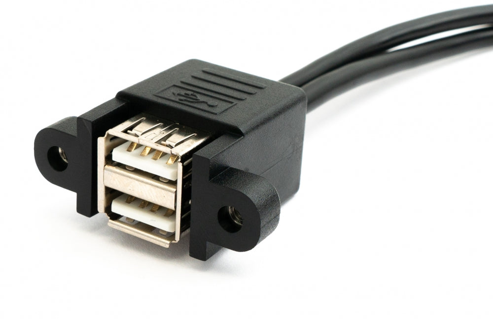 SYSTEM-S USB 2.0 Dual Port Cable 150 cm Type A Female to Male Screw Black