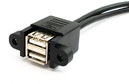 SYSTEM-S USB 2.0 Dual Port Cable 150 cm Type A Female to Male Screw Black