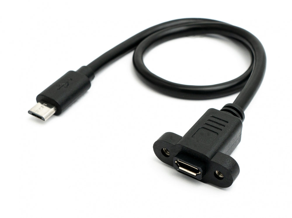 SYSTEM-S USB 2.0 cable 30 cm Micro B male to female screw in black
