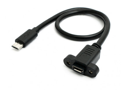 SYSTEM-S USB 2.0 cable 30 cm Micro B male to female screw in black