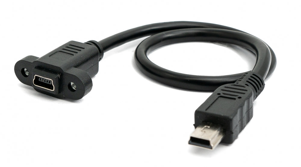 SYSTEM-S USB 2.0 cable 30 cm mini plug to socket screw in black