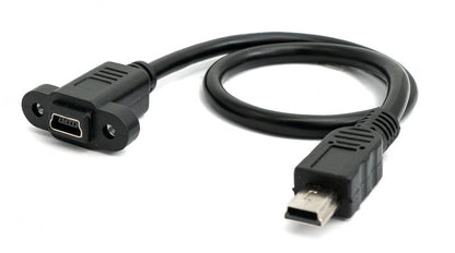 SYSTEM-S USB 2.0 cable 30 cm mini plug to socket screw in black