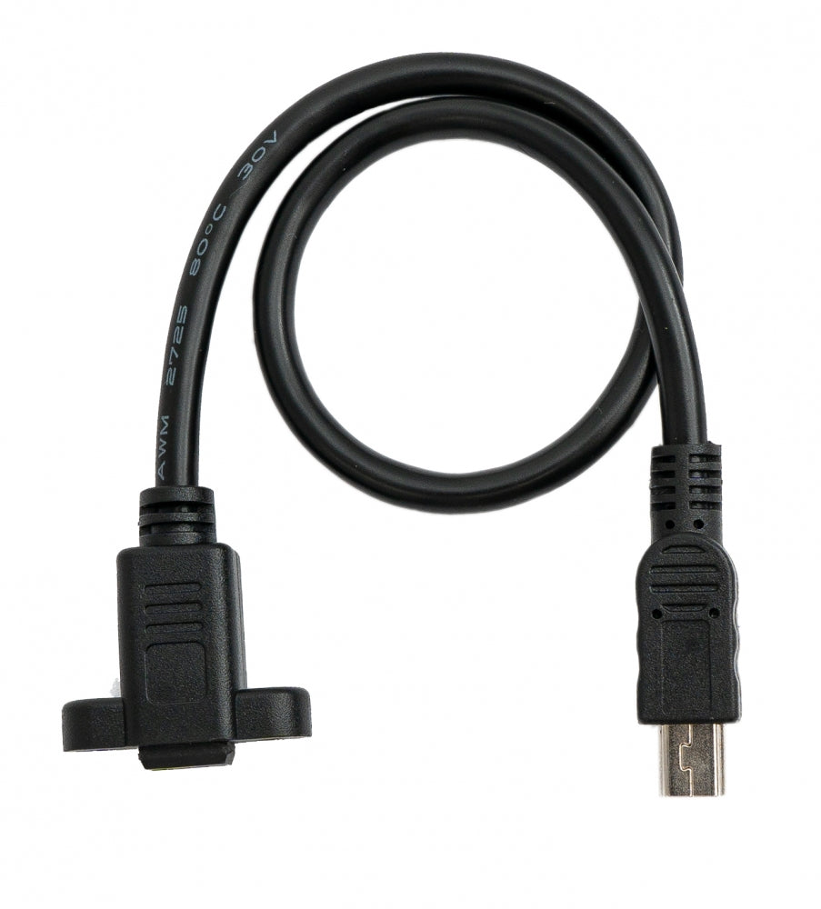 SYSTEM-S USB 2.0 cable 30 cm mini plug to socket screw in black