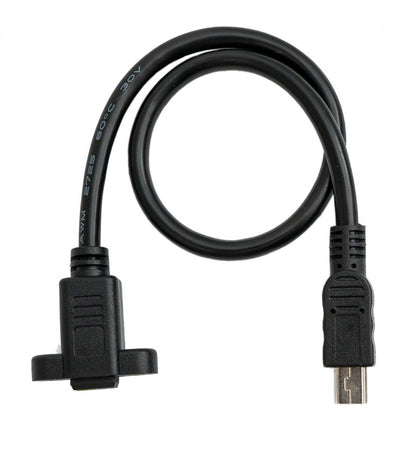SYSTEM-S USB 2.0 cable 30 cm mini plug to socket screw in black