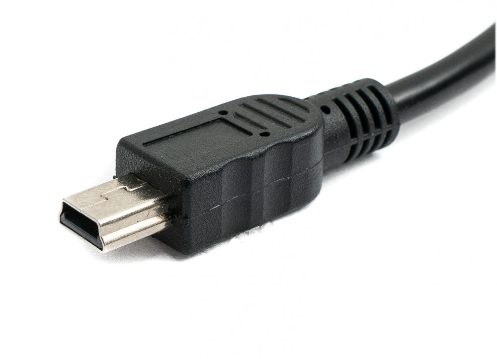 SYSTEM-S USB 2.0 cable 30 cm mini plug to socket screw in black