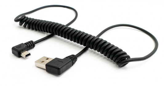 SYSTEM-S USB 2.0 cable 150 cm Type A male to Mini B male spiral angle in black