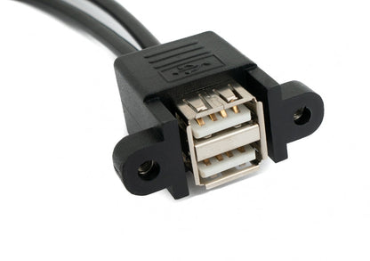SYSTEM-S USB 2.0 Dual Port Cable 30 cm Type A Female to Male Screw Black