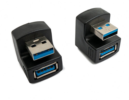 SYSTEM-S 2x USB 3.0 180° Adapter Type A Male to Female Cable in Black