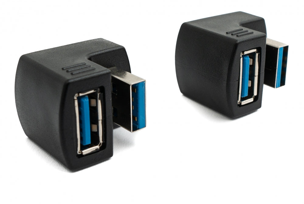 SYSTEM-S 2x USB 3.0 180° Adapter Typ A Stecker zu Buchse Kabel in Schwarz