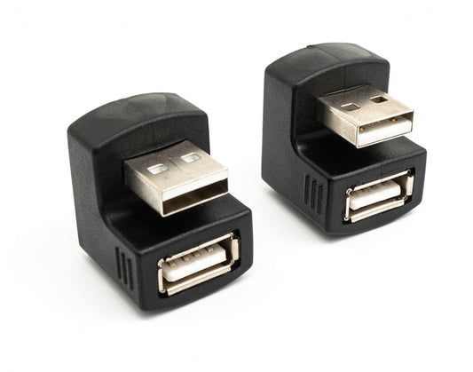 SYSTEM-S 2x USB 2.0 180° Adapter Typ A Stecker zu Buchse Kabel in Schwarz
