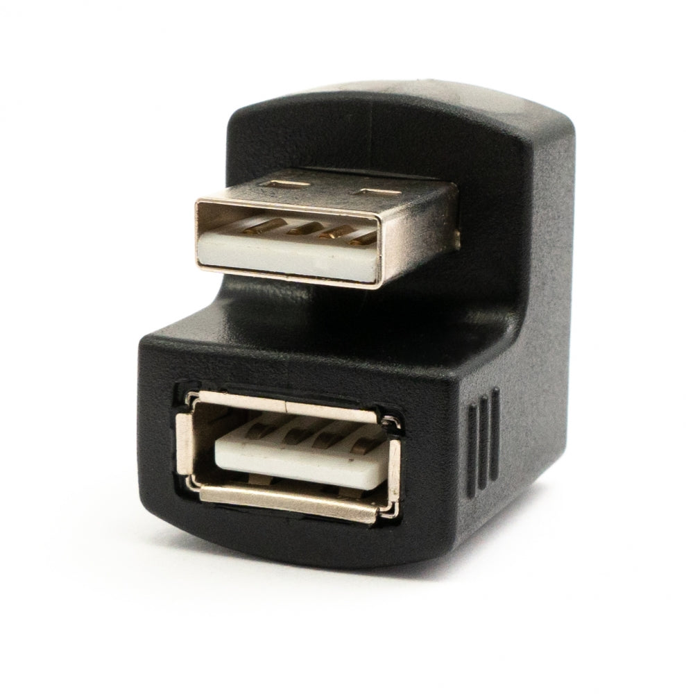 SYSTEM-S 2x USB 2.0 180° Adapter Typ A Stecker zu Buchse Kabel in Schwarz