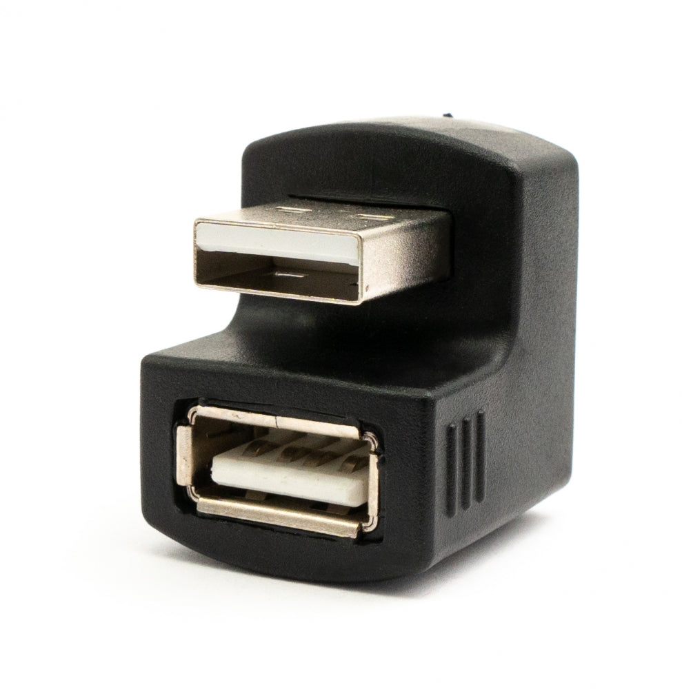 SYSTEM-S 2x USB 2.0 180° Adapter Typ A Stecker zu Buchse Kabel in Schwarz