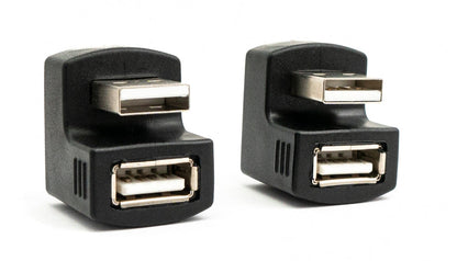 SYSTEM-S 2x USB 2.0 180° Adapter Typ A Stecker zu Buchse Kabel in Schwarz