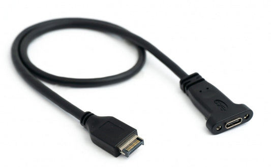 SYSTEM-S USB 3.1 Kabel 50cm Typ E Stecker zu Typ C Buchse PCI Schraube in Schwarz