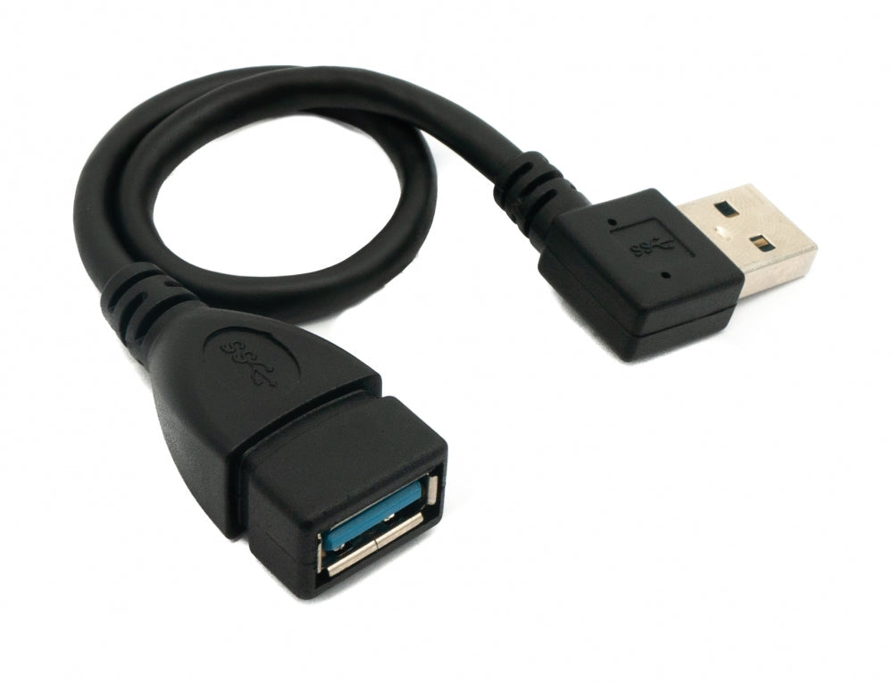 SYSTEM-S USB 3.0 Kabel 20 cm Typ A Stecker zu Buchse Winkel in Schwarz