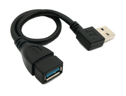 SYSTEM-S USB 3.0 Kabel 20 cm Typ A Stecker zu Buchse Winkel in Schwarz