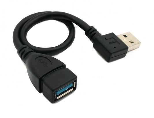 SYSTEM-S USB 3.0 Kabel 20 cm Typ A Stecker zu Buchse Winkel in Schwarz