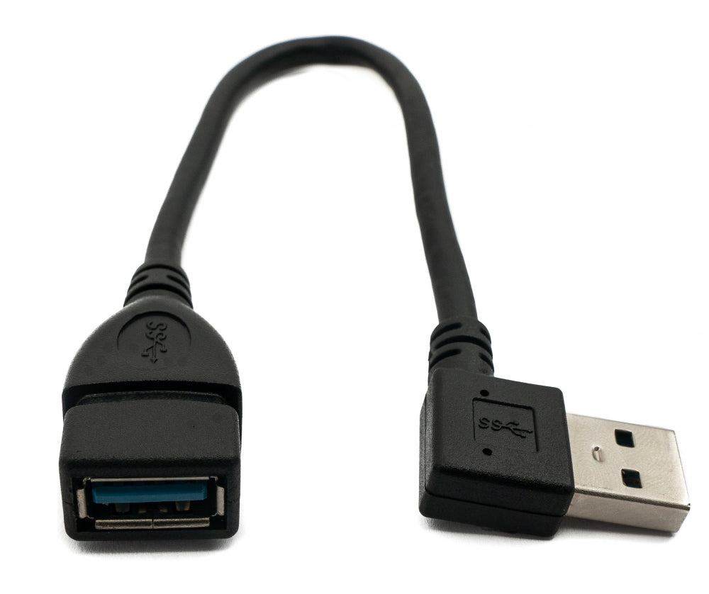 SYSTEM-S USB 3.0 Kabel 20 cm Typ A Stecker zu Buchse Winkel in Schwarz