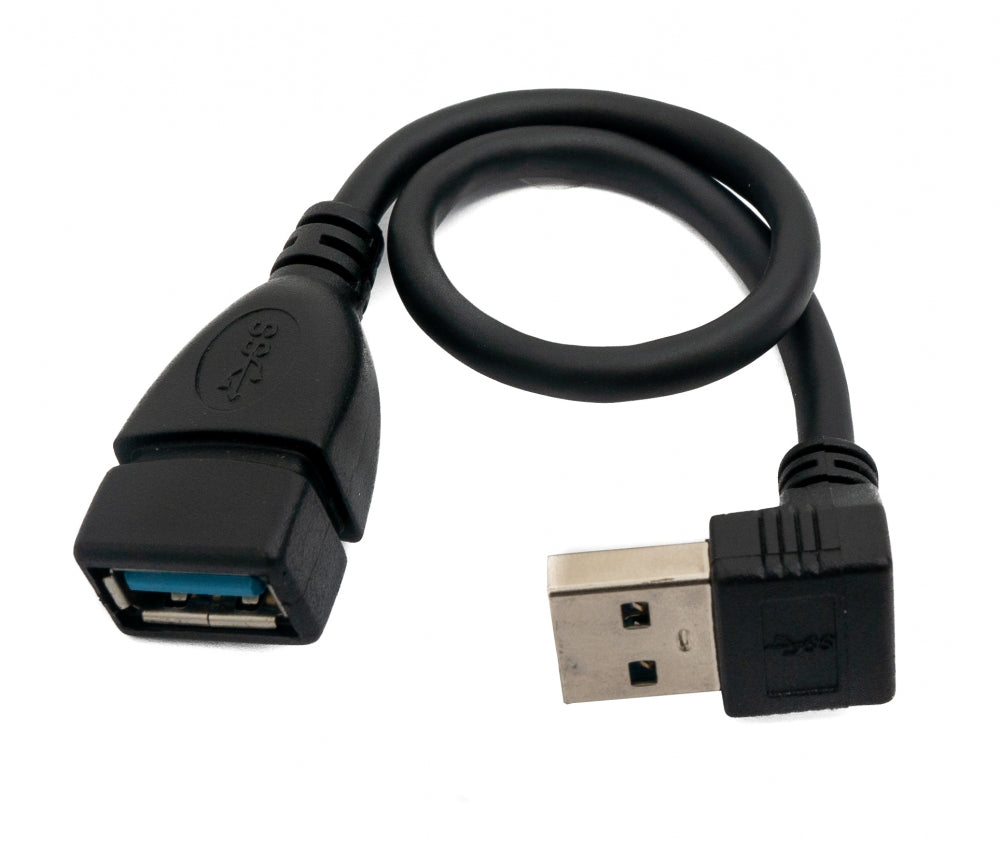 SYSTEM-S USB 3.0 Kabel 20 cm Typ A Stecker zu Buchse Winkel in Schwarz