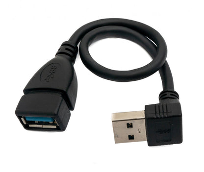 SYSTEM-S USB 3.0 Kabel 20 cm Typ A Stecker zu Buchse Winkel in Schwarz