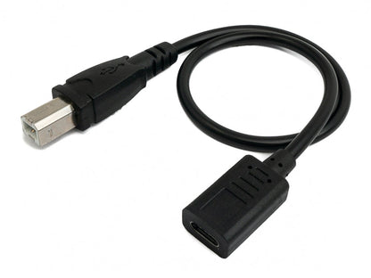 SYSTEM-S USB 3.1 Kabel 30 cm Typ C Buchse zu 2.0 Typ B Stecker Adapter in Schwarz