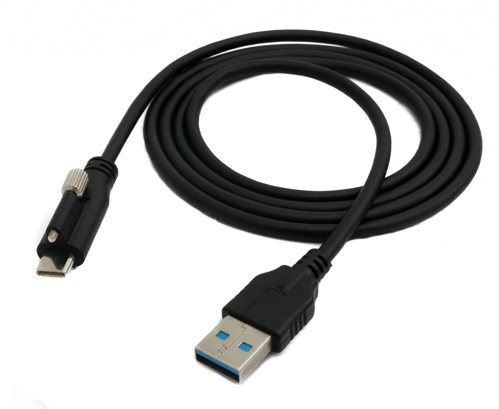 SYSTEM-S USB 3.1 Kabel 1,2 m Typ C Stecker zu A Stecker Schraube in Schwarz