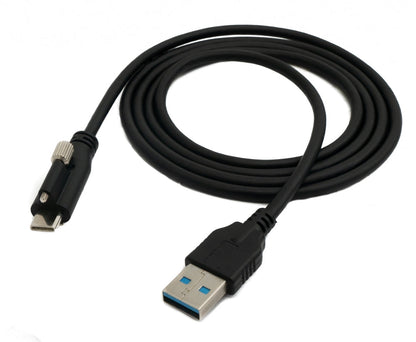 SYSTEM-S USB 3.1 Kabel 1,2 m Typ C Stecker zu A Stecker Schraube in Schwarz