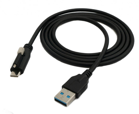 SYSTEM-S USB 3.1 Kabel 1,2 m Typ C Stecker zu A Stecker Schraube in Schwarz