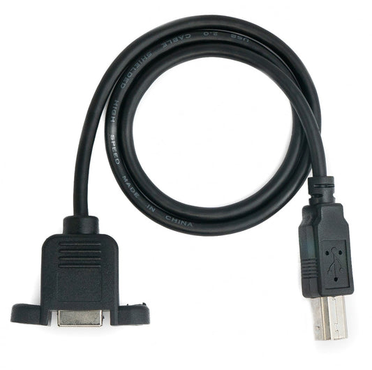SYSTEM-S USB 2.0 Kabel 50 cm Typ B Stecker zu Buchse Schraube in Schwarz